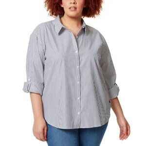 Gloria Vanderbilt Plus Size Amanda Shirt White Navy Size 2X